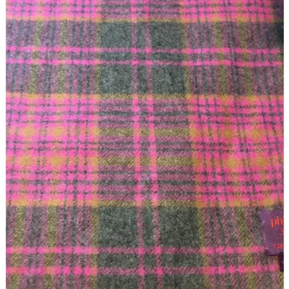 Phenix 100% Cashmere Scarf Purple Gray Hot Pink NWOT